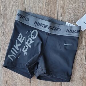 New Nike Pro Women's Mid-Rise 3in Graphic Shorts Black Grey FB5448 010 Sz S